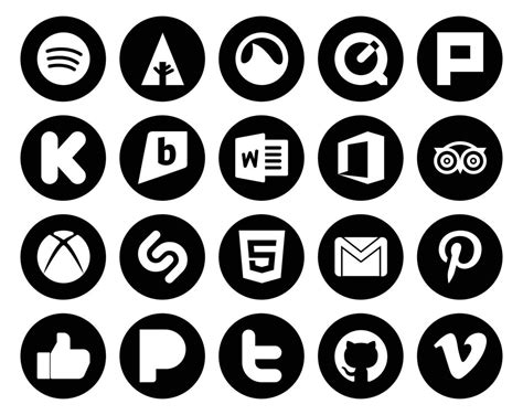 20 Social Media Icon Pack Including Pinterest Email Office Gmail Shazam