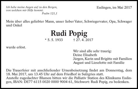 Traueranzeigen Von Rudi Popig Zeit Des Gedenkens De