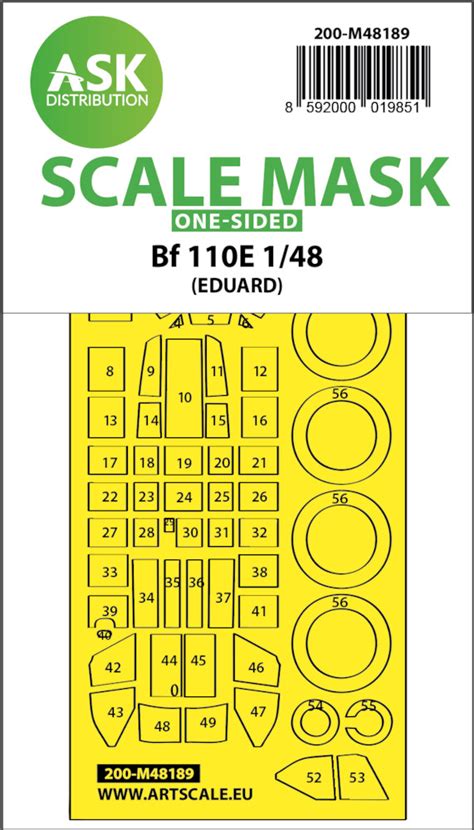 Art Scale Kit 200 M48189 Masking Set Messerschmitt BF110E Eduard