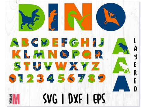 Dinosaur Layered Font Svg Dinosaur Letters Svg Dinosaur Font Etsy