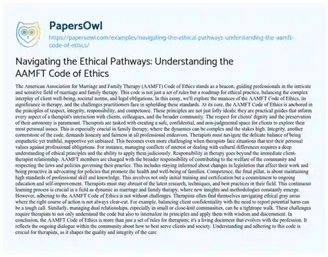 Navigating The Ethical Pathways Understanding The Aamft Code Of Ethics