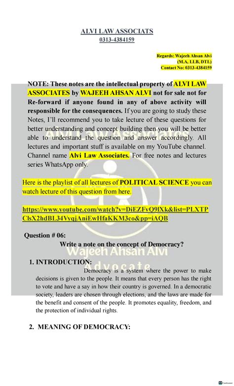 SOLUTION: Political science what is democracy what are the