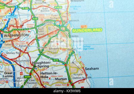 Road Map of Sunderland, North East Coast, England Stock Photo - Alamy