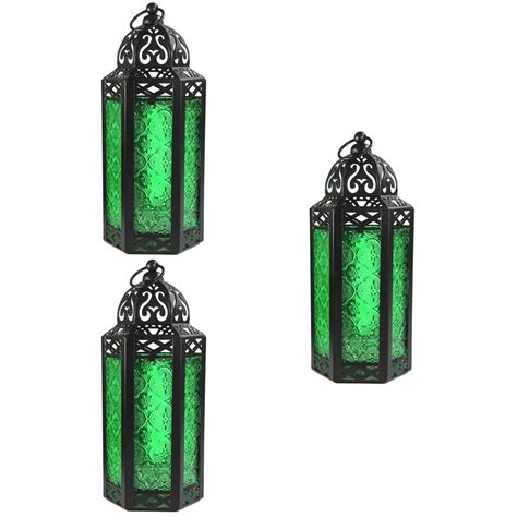 3pcs Morocco Style Wrought Iron Hanging Candle Holder Decorative Candle Storm Lantern Desktop