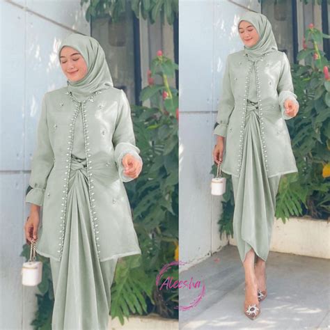 Jual One Set Jeema Wanita Kekinian Outer Organza Premium Setelan