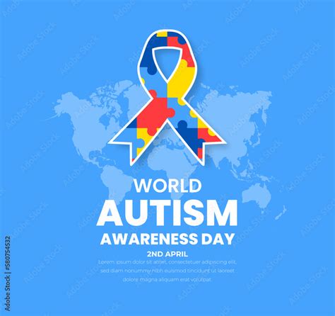 Vetor De World Autism Awareness Day Banner With Puzzle Ribbon And World