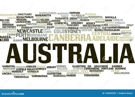 Australia Word Cloud Stock Illustration Illustration Of Perth 140549381