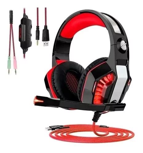 Audífonos gamer Knup Headset gamer led vermelho multiplataform