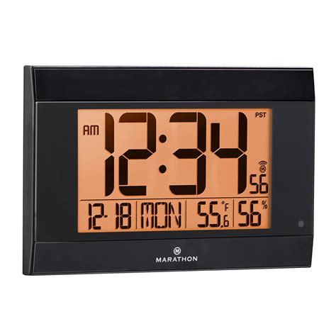 Marathon Large Atomic Wall Clock With Auto Backlight Calendar