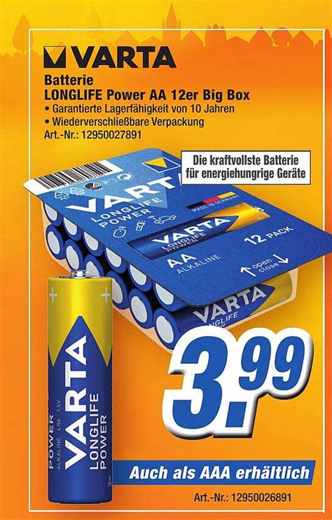 Varta Batterie Longlife Power Aa Er Big Box Angebot Bei Expert