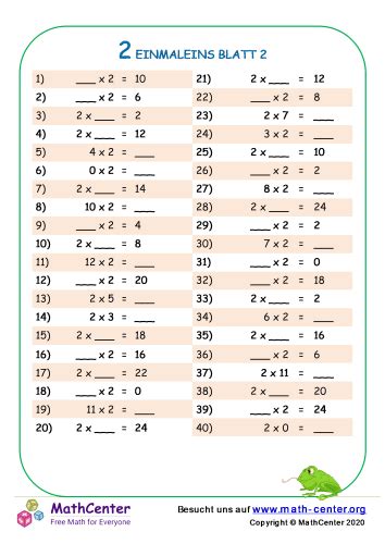 Vierte Klasse Arbeitsblätter Einmaleins Math Center
