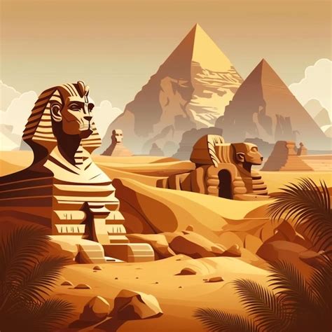 Premium AI Image A Cartoon Illustration Of Ancient Egyptian Pyramids