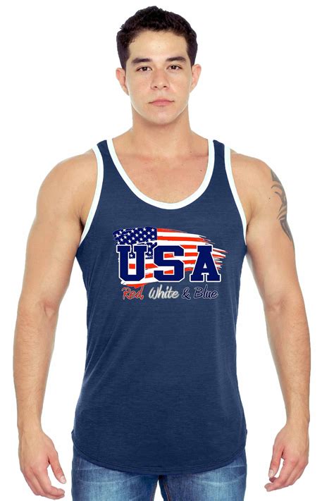 Usa Flag Tank Top Mens Red White And Blue Pride Navy Shoretrendz