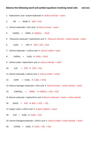 Chemistry Balancing Equations Involving Metals And Their Salts