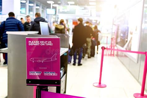 Barrier Line In The Airport Of Red Color Stock Image Image Of Crowd