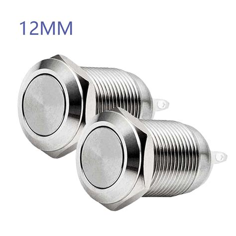 Mm Self Resetting Momentary Metal Push Button Switch Flat Head