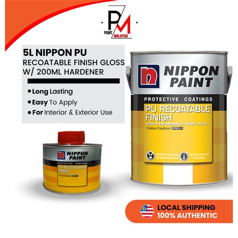 Nippon Paint Pu Recoatable Finish Gloss Liter With Hardener Ml