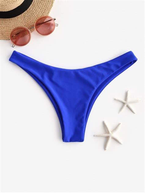 67 Off 2021 Zaful Solid High Leg Bikini Bottom In Cobalt Blue Zaful