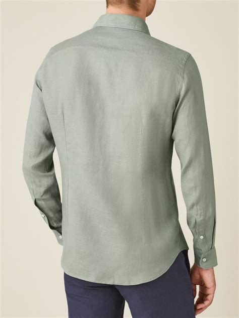 Hauts Luca Faloni Chemises En Lin Chemise En Lin Portofino Vert Sauge