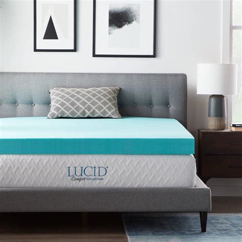 Lucid Comfort Collection Gel Memory Foam Mattress Topper Queen