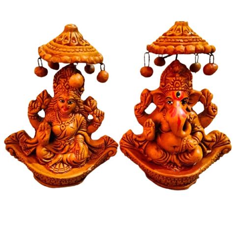 Clay Brown Laxmi Ganesh Statue 7 Inch At Rs 35 Piece In New Delhi ID