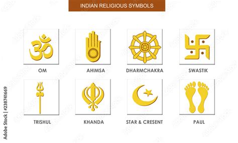 Indian Religious Symbols Stock Vector | Adobe Stock