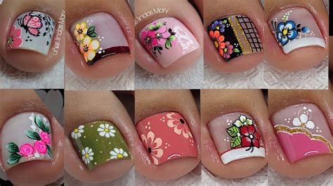 DiseÑos De UÑas Para Pies Pintados De UÑa Con Flores Hermosos 💅😻🦶🏼