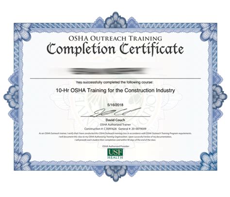 Osha 30 Certificate Template