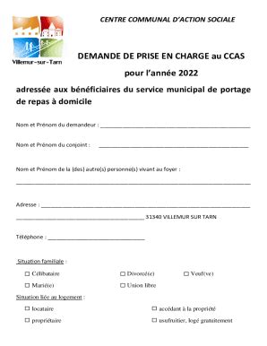 Remplissable En Ligne Demande De Prise En Charge Au Ccas Pour L Anne