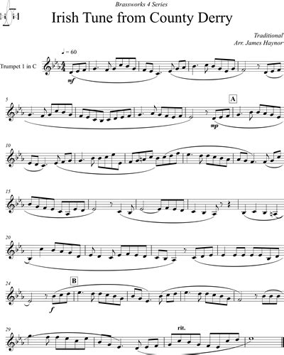 Irish Tune From County Derry Trumpet In C 1 Sheet Music By Percy