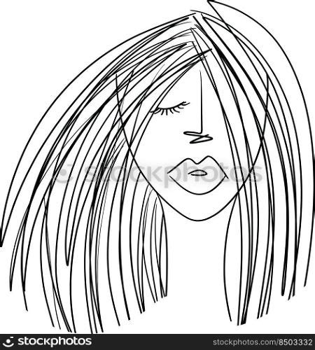 Sketch Of Women Portrait Young Beautiful Girl Looking Front Angles