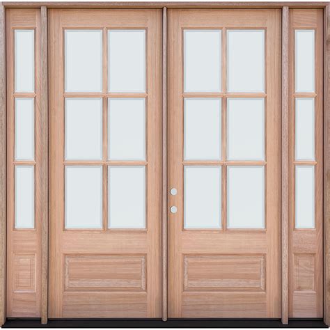 8 0 Tall 6 Lite Low E Mahogany Prehung Wood Double Door Unit With