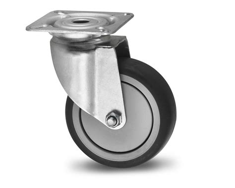 Swivel Castor Ø 75 X 25mm Grey Rubber Load Capacity 75kg Industrial Wheels