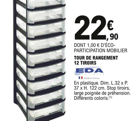 Promo Tour De Rangement 12 Tiroirs Eda Chez E Leclerc ICatalogue Fr