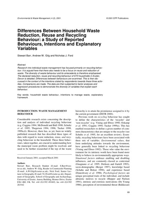 (PDF) Differences between Household Waste Reduction, Reuse and ...