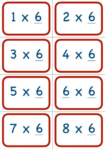 6 Times Tables Flashcards Teaching Resources