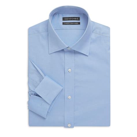 Saks Fifth Avenue Solid Twill Cotton Dress Shirt In Blue For Men Save