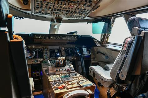 Premium Photo | Interior view of modern instruments in cockpit airplane