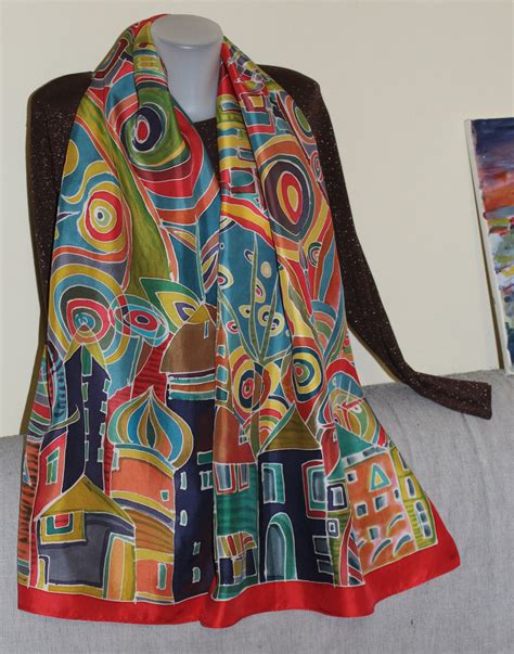 Made To Order My Hundertwasser Silk Scarf Hand Painted Etsy