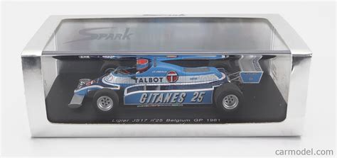 SPARK MODEL S1635 Escala 1 43 LIGIER F1 JS17 N 25 BELGIUM GP 1981