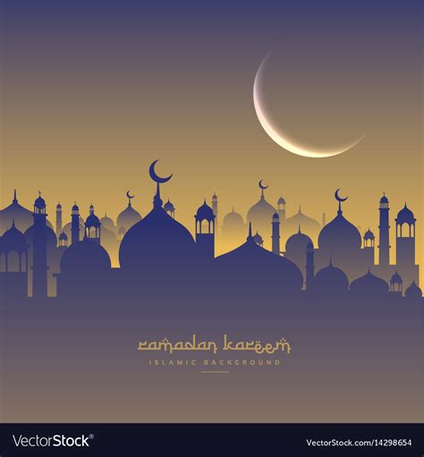 Islamic ramadan festival with moon and masjid Vector Image