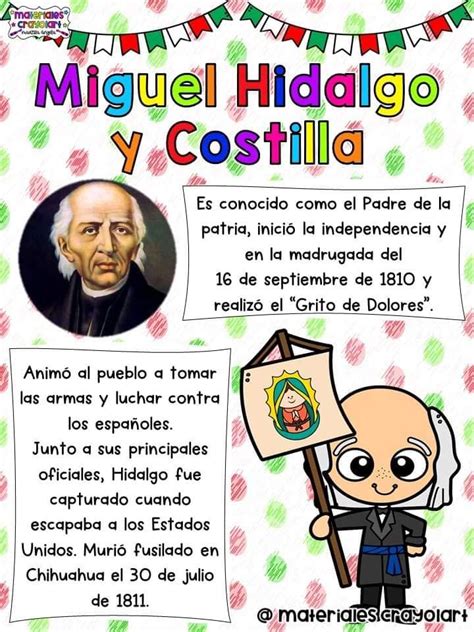 Fichas BibliogrÁficas De Los Personajes De La Independencia Mexicana In 2024 Miguel Hidalgo