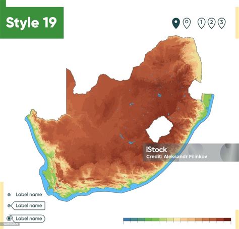 Sudafrica Mappa Fisica Altamente Dettagliata Mappa Vettoriale Mappa Dem