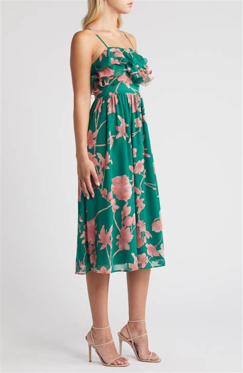 Chelsea28 Printed Tiered Ruffle Chiffon Midi Dress Nordstrom