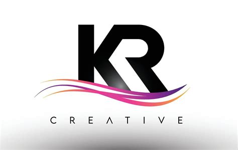 KR Logo Letter Design Icon KR Letters With Colorful Creative Swoosh