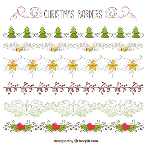 Hand Drawn Christmas Borders Pack Vector Free Download