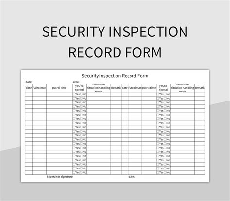 security inspection record form excel template  google sheets file