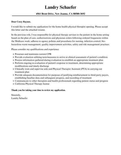 Physical Therapy Cover Letter