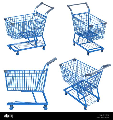 3d Rendering Empty Blue Shopping Cart Stock Photo Alamy