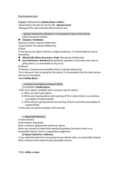 Pure Economic Loss Lecture Notes 5 Pure Economic Loss Negligent